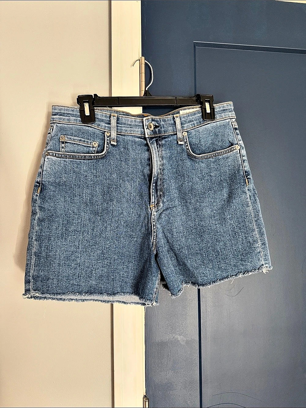 rag & bone Nina High-Rise Short Denim Jean Shorts Waist 31 Blue